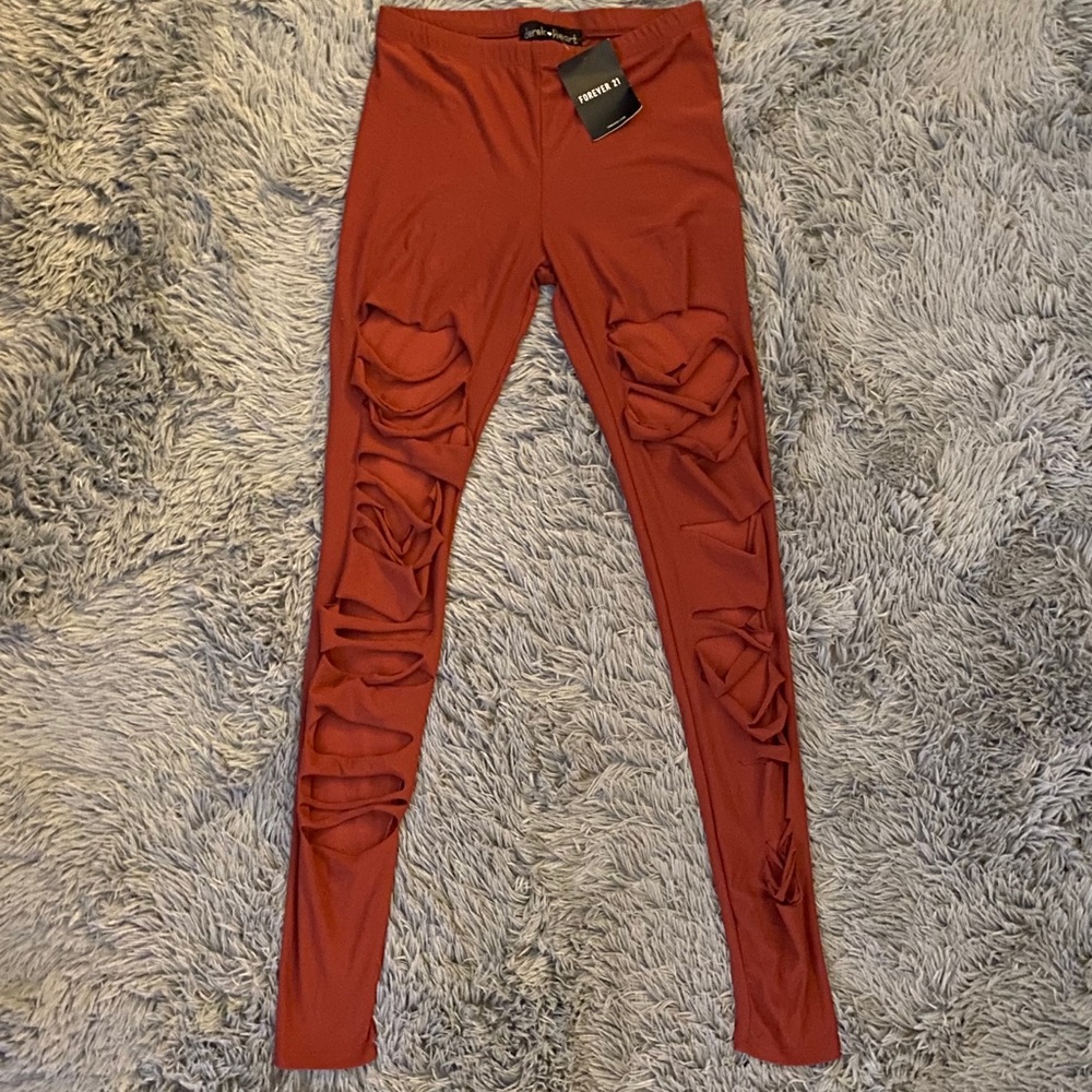 Burnt Orange Destroyed Leggings